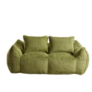 TIRAMISUBEST 75 inch Giant Bean Bag Couch Ultra Soft Rabbit Fabric 650 lb Capacity 2 Accent Pillows No Tool Setup Living Room Bedroom - 1 of 4