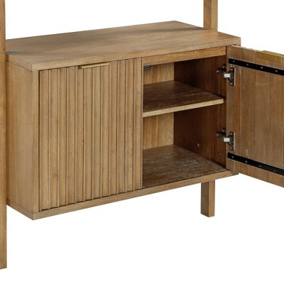 Jasper Light Brown Solid Wood Fluted Bookshelf with Doors