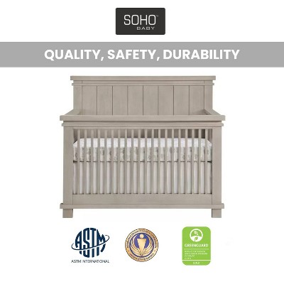 Stone Wash Solid Wood 4-in-1 Convertible Crib with Shiplap Detail