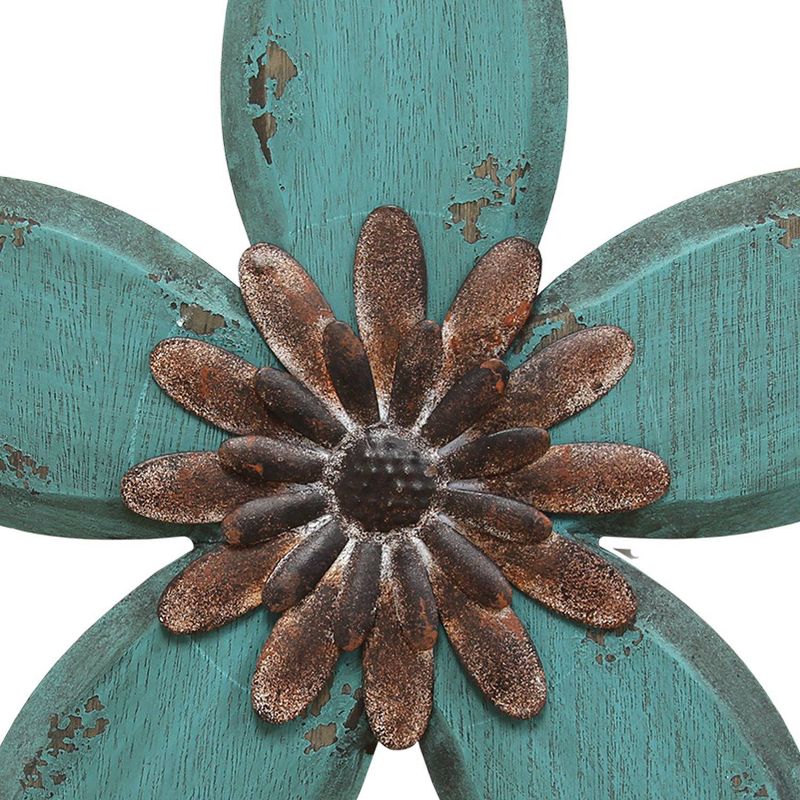 14.75&#34; x 13.98&#34; Antique Flower Wall Decor Red/Teal - Stratton Home D&#233;cor, 3 of 7