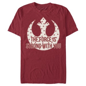 Men's Star Wars The Force Is Strong Valentine Rebel Logo T-Shirt - 1 of 4