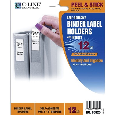 C-line Self-adhesive Ring Binder Label Holders Top Load 1-3/4 X 3-1/4 Clear  12/pack 70025 : Target