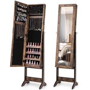 Tangkula Jewelry Mirrored Cabinet Armoire Organizer Storage Box w/ Stand Christmas Gift - 1 of 4