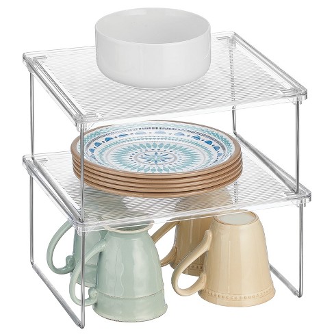 Mdesign Metal Kitchen Shelf Stackable Organizer Storage Rack, 2 Pack,  Chrome : Target