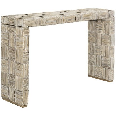 Adkin Whitewashed Rattan and Mango Wood Rectangular Console Table