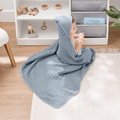 Pacific Blue Cotton Hooded Baby Towels Set - 32 x 32 Inch
