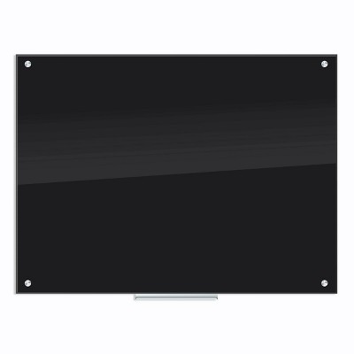 U Brands 48"x36" Glass Dry Erase Board Frameless Black Surface