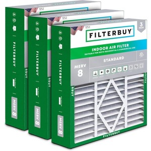 Filterbuy 19x20x5 Air Filter (3-Pack), Pleated MERV 8 Dust Defense HVAC AC Furnace Air Filters for Bryant / Carrier, BDP, Day & Night, & Payne - 1 of 4