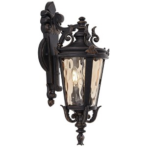 John Timberland Casa Marseille Rustic Outdoor Wall Light Fixture Valencia Bronze Scroll 21 3/4" Champagne Hammered Glass for Post Exterior Barn Deck - 1 of 4