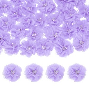 Unique Bargains Mesh Fabric Rhinestone Pearl Chiffon Flowers 2.17 x 2.17 Inch - 1 of 4
