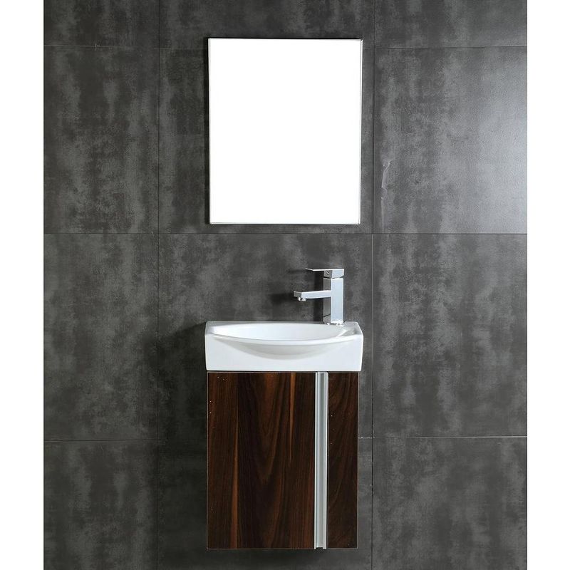Fine Fixtures Compacto Small Wall Mounted Bathroom Vanity Set with Sink - Mirror Included, 5 of 9