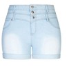Women's Plus Size Short Hi Rise Corset Waistband Short - light denim | CITY CHIC - 4 of 4