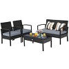 Tangkula 8PCS Rattan Wicker Outdoor Patio Cushioned Sofa Coffee Table Furniture Set - 4 of 4