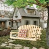 LuxenHome Natural Unfinished Wood Log Cabin Porch Swing with Chains Brown - 4 of 4