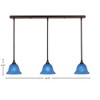 Toltec Lighting Any 3 - Light Chandelier in  Dark Granite with 7" Blue Italian Shade - 2 of 2