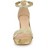 Allegra K Women's Glitter Square Toe Ankle Buckle Strap Chunky Heels Sandals - 2 of 4