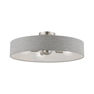 Livex Lighting Elmhurst 4 - Light Semi-Flush Mount in  Brushed Nickel/Shiny White