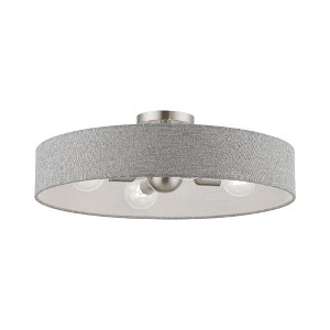 Livex Lighting Elmhurst 4 - Light Semi-Flush Mount in  Brushed Nickel/Shiny White - 1 of 4