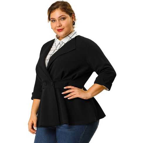 Agnes Orinda Women's Size Solid Ruffle Blazer : Target
