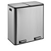 Jiallo 60L (30LX2) Powder coating 2 compartments garbage and recycling bins with elegant linear embossment, soft-close lids and soft pedal. - 4 of 4