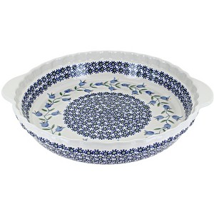 Blue Rose Polish Pottery Z148 Manufaktura Pie Plate With Handles - 1 of 1