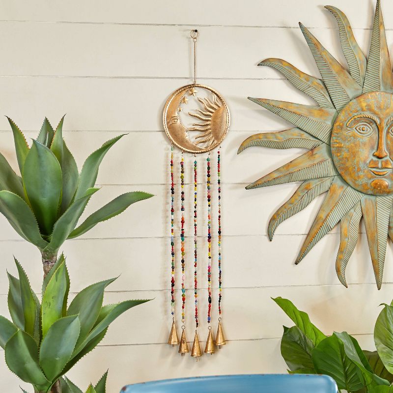 37&#34; Iron Glam Moon and Sun Windchime with Beaded Strands Brass - Olivia &#38; May, 2 of 8