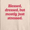 Women's - Instant Message - Mostly Just Stressed Lightweight French Terry Wide Neck Long Sleeve Shirt - 2 of 4