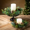 13.5"H Sullivans Artificial Mixed Pine Magnolia Christmas Accent Ring, Green-Brown, Indoor Christmas Decor - 3 of 3