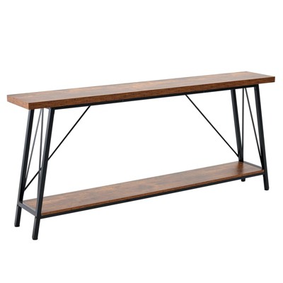 Yukimo 70.9" Long Narrow Console Table - Sturdy Metal Frame Entryway Table, Slim Hallway/Sofa Table for Entryway/Living Room/Bedroom