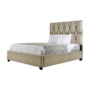 Rudy Upholstered Twin Bed Beige - miBasics