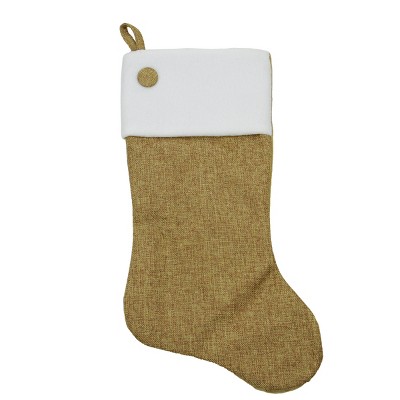 Northlight 20" White and Brown Christmas Tree Stocking