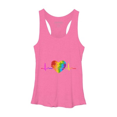 Adult Design By Humans Rainbow Heartbeat Pride By corndesign Racerback Tank Top