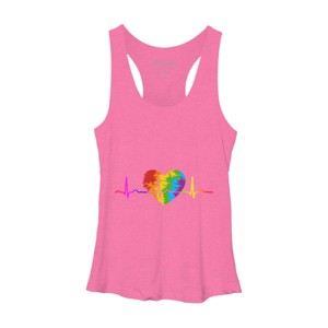 Adult Design By Humans Rainbow Heartbeat Pride By corndesign Racerback Tank Top - 1 of 2