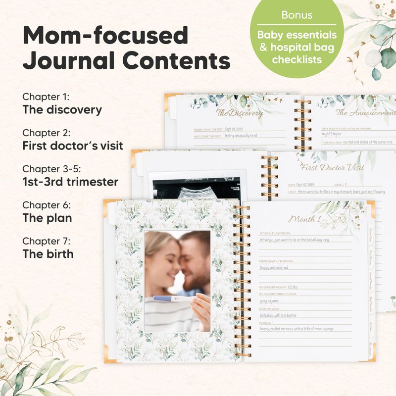 KeaBabies Pregnancy Journal, Pregnancy Announcements, 90 Pages Hard Cover Pregnancy Book For Mom To Be Gift, 3 of 10