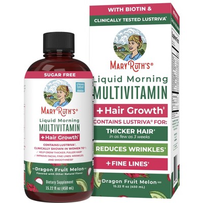 MaryRuth's Liquid Morning Multivitamin + Hair Growth, Dragon Fruit Melon, 15.22oz