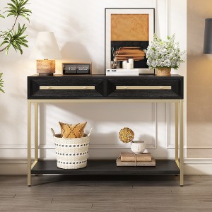Entryway Table, Console Table with Two Drawers, Retro Hallway Table with Striking Geometric Design for Entryway and Living Room - 1 of 4