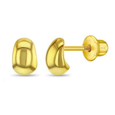 Girls' Square Teardrop Screw Back Gold Plated Sterling Silver Earrings - In Season Jewelry