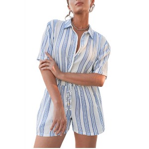 Women's Sachi Striped Romper - Debbie Katz - 1 of 4