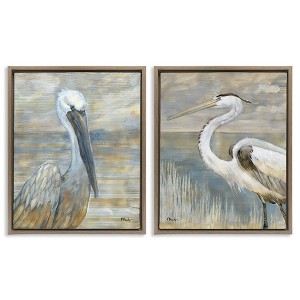 Stupell Industries Sea Birds Abstract Beach 2pc Floating Frame Art Set - 1 of 4