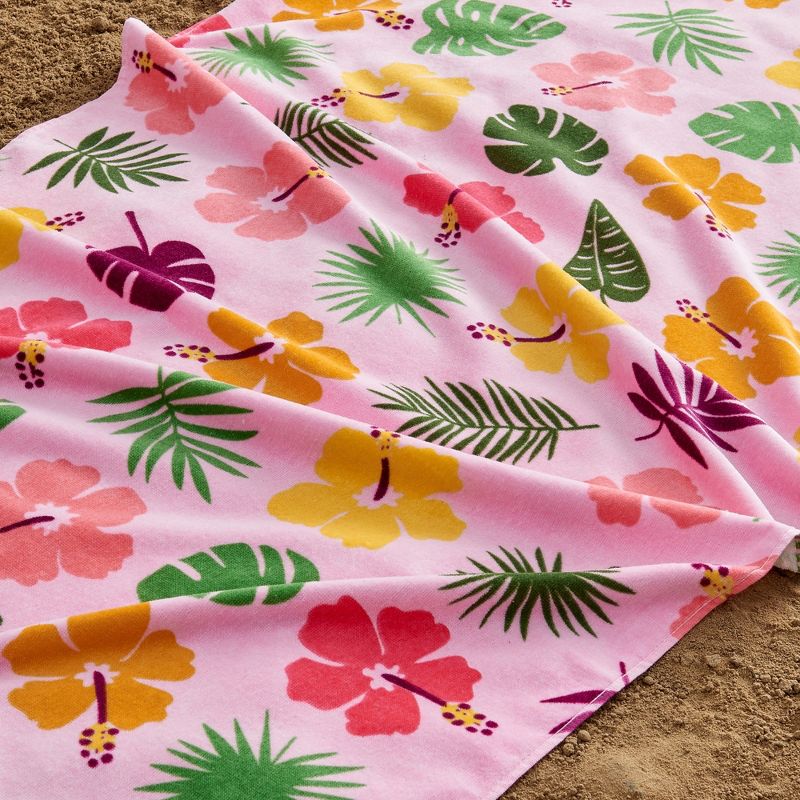 Cotton Vibrant Kids Quick Dry Beach Towel - Great Bay Home (30" x 60", Hibiscus Flowers and Leaves), 4 of 5