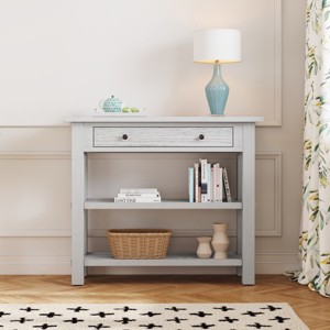 Retro Console Table With Drawer, Sofa Table With Two Sturdy Shelves, 36 Inch Long Console Table Wood, Console Table Contemporary-Cuddlewood - 1 of 4