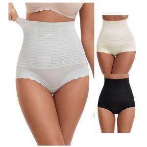 INSPIRE CHIC 3 Packs Women's High Waisted Body Shaper Shaping Tummy Control Panties - 1 of 4