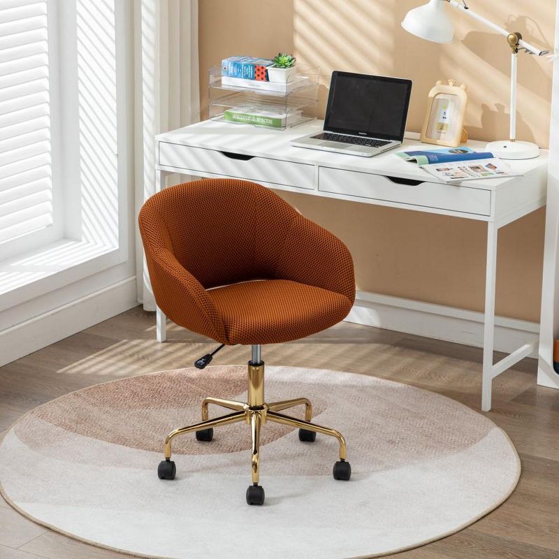 Work Station High Back Chair Mesh Fabric Home Office 360°Swivel Chair Adjustable Height With Gold Metal Base Makeup Vanity Chair-The Pop Home, 5 of 10