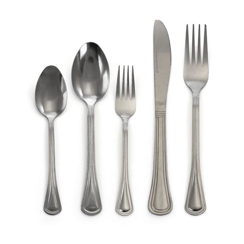 Gibson Home South Bay 65 Piece Stainless Steel Flatware Service Set with Wire Caddy, 4 of 11