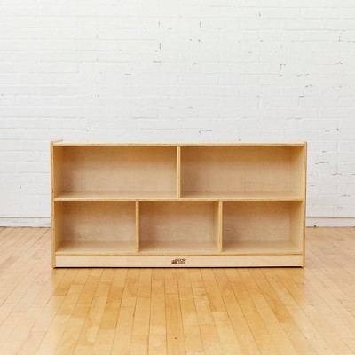 Natural Birch 5-Compartment Mobile Storage Cabinet with Casters