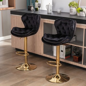 PAGED 18.3" Wide Bar Stools Set of 2, Modern Height-Adjustable Swivel Velvet Counter Stools with Backs for Pub, Dining Room - 1 of 4