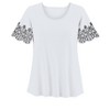 Collections Etc Eyelet and Scalloped Trim Design Short Sleeve Top - 3 of 4
