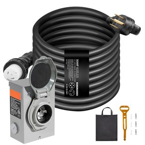 VEVOR 50 Amp Generator Cord and Power Inlet Box Kit, 50FT, NEMA 14-50P/SS2-50R STW 6/3+8/1 AWG Generator Power Cord with Twist Lock Connector, Black - 1 of 4
