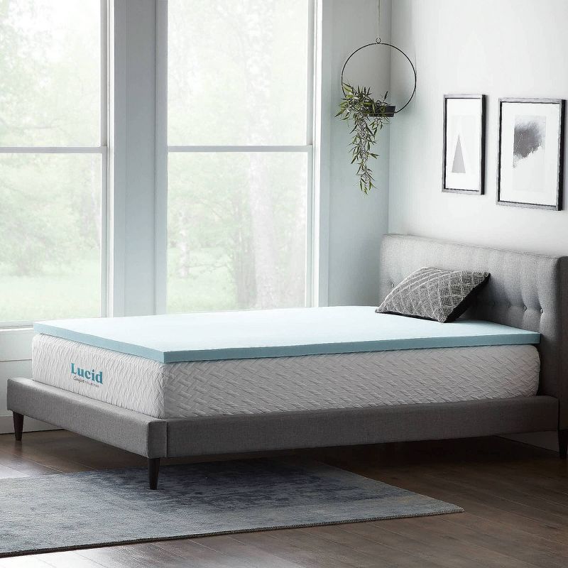 Queen Comfort Collection 2&#34; Gel and Aloe Infused Memory Foam Mattress Topper - Lucid, 6 of 14
