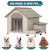 Outdoor Dog House, Wooden Dog Kennel with 2 Bowl & Storage Box, Pet Shelter Kennel with Curtain & with Raised Feet for Small Medium Dogs - 3 of 4
